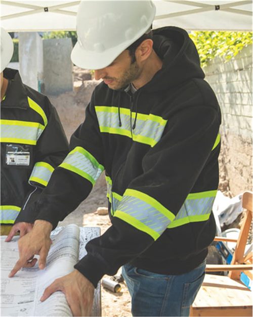 Unisex Hi-Vis Full-Zip Hoodie Sweatshirt