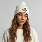 Unisex Pom Pom Beanie - Embroidery