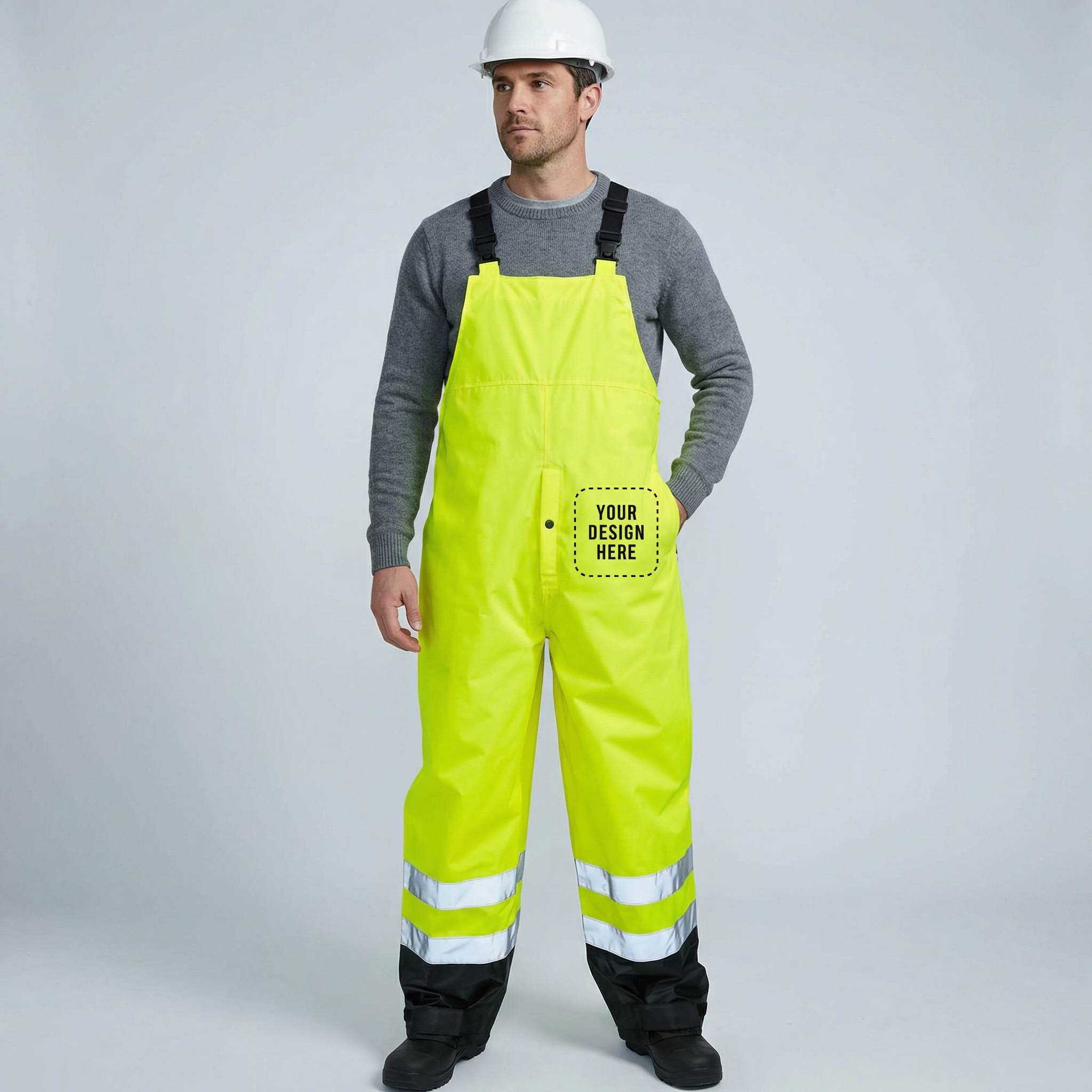 Unisex Waterproof High-Visibility Safety Bib Pants