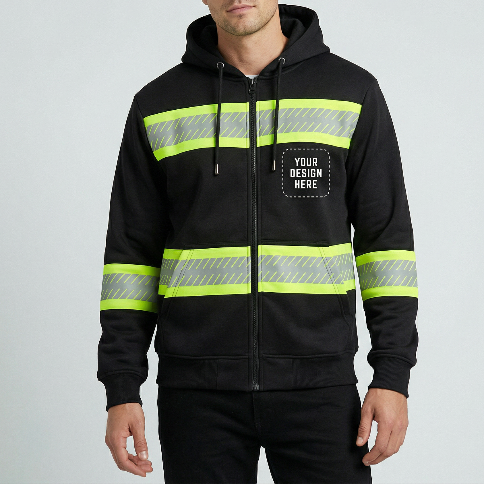 Unisex Hi-Vis Full-Zip Hoodie Sweatshirt